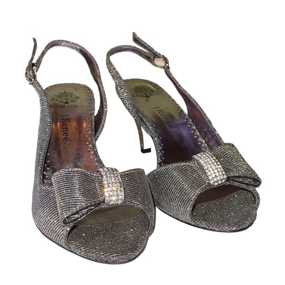 J.Renee Shoes - J. Reneé Dayna Glimmer Fabric Peep Toe Slingback Heels Dress Shoes Size 7-1/2 M